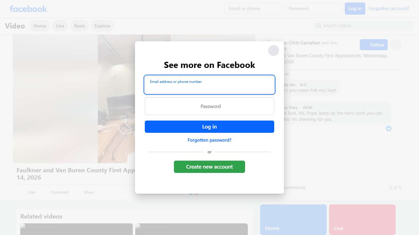 Faulkner and Van Buren County First Appearances, Wednesday, January 14, 2026 | Judge Chris Carnahan | Facebook