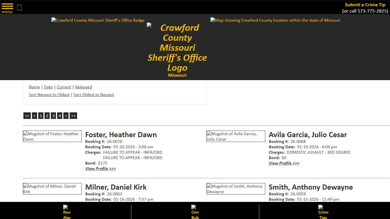 Inmate Roster - Current Inmates Booking Date Descending - Crawford County Sheriff MO